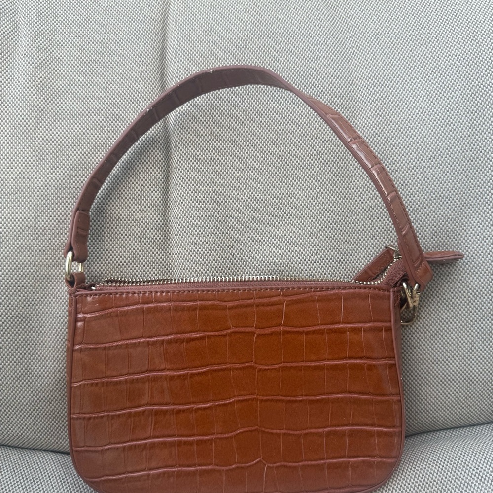 Olivia Miller Brown Croc-Embossed Shoulder Bag